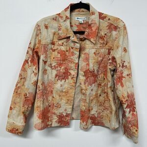 Coldwater Creek Embroidered Floral Jacket PM Petite M Cottagecore Fall Layer